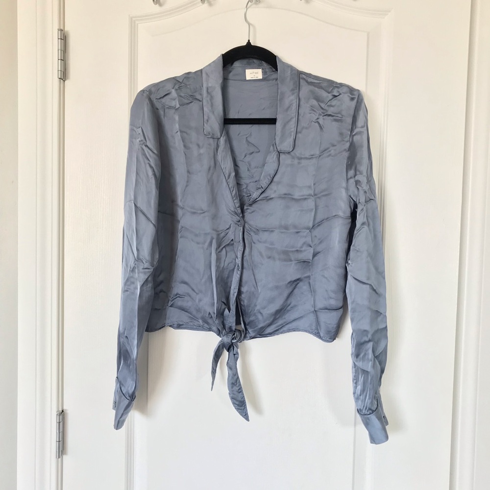 Aritzia Wilfred Tie Front 100% Cupro Blouse